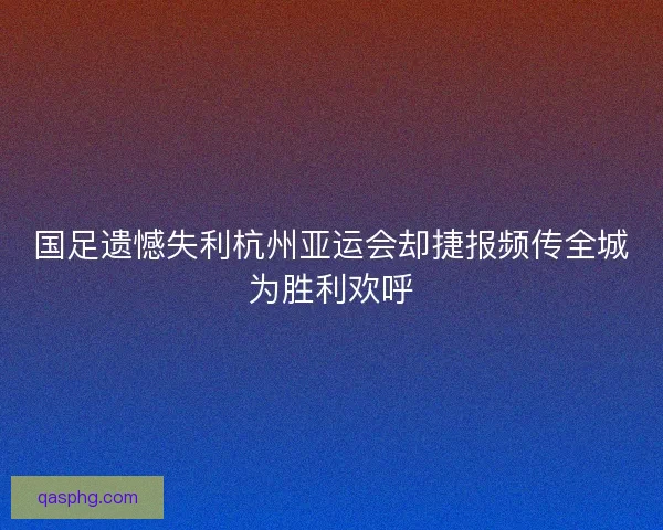 国足遗憾失利杭州亚运会却捷报频传全城为胜利欢呼
