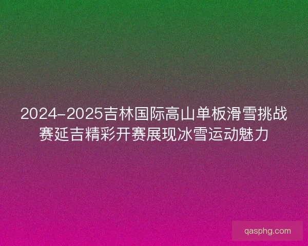 2024-2025吉林国际高山单板滑雪挑战赛延吉精彩开赛展现冰雪运动魅力 2024-2025吉林国际高山单板滑雪挑战赛延吉精彩开赛展现冰雪运动魅力